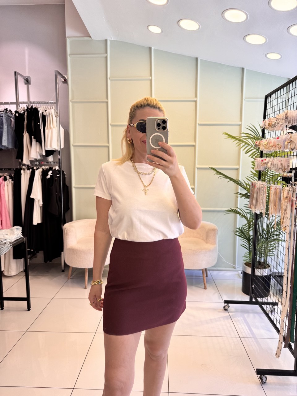Bordo mini etek