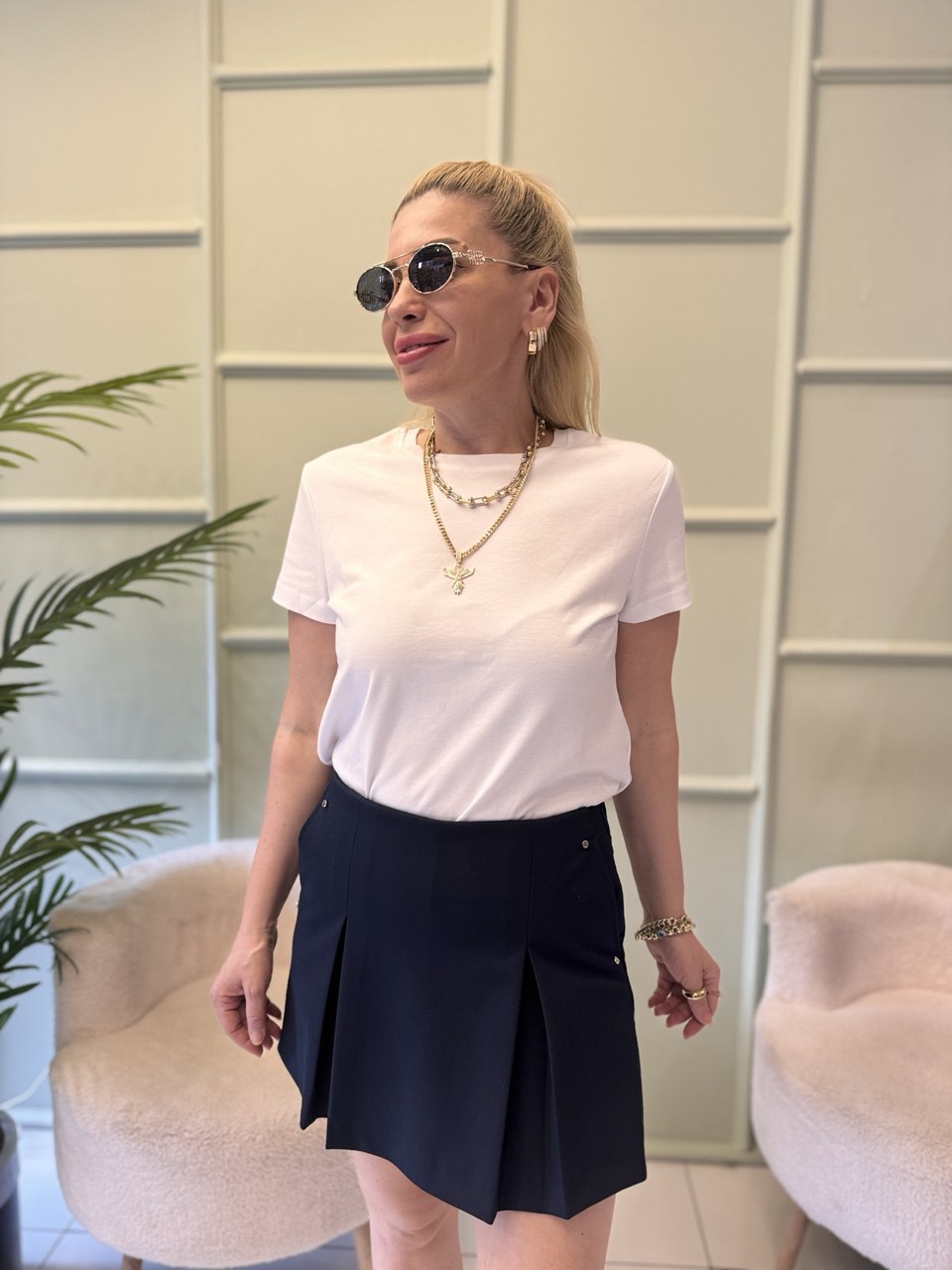 Lacivert mini şort etek