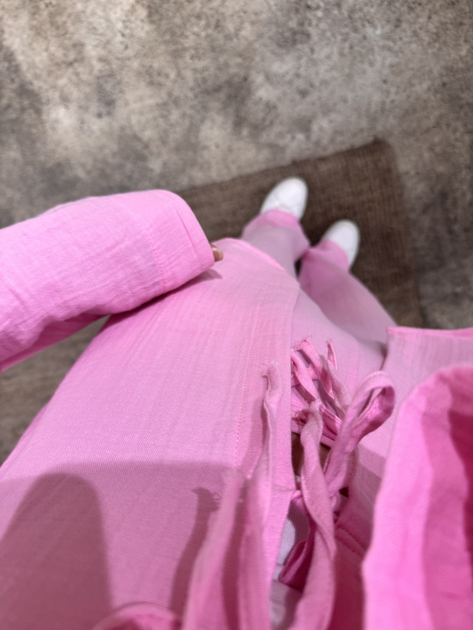 Pembe müslin gömlek pantolon takım