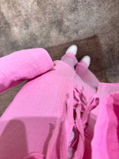 Pembe müslin gömlek pantolon takım