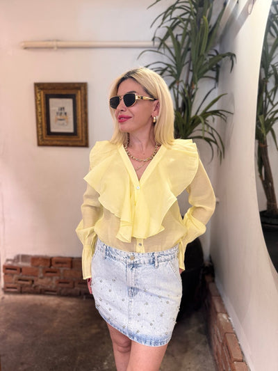 Jeans incili mini etek
