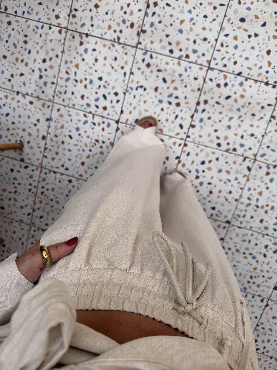 Keten beli lastkli palazzo pantolon