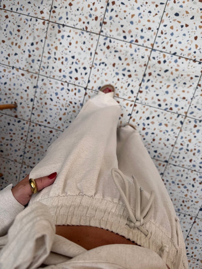 Keten beli lastkli palazzo pantolon