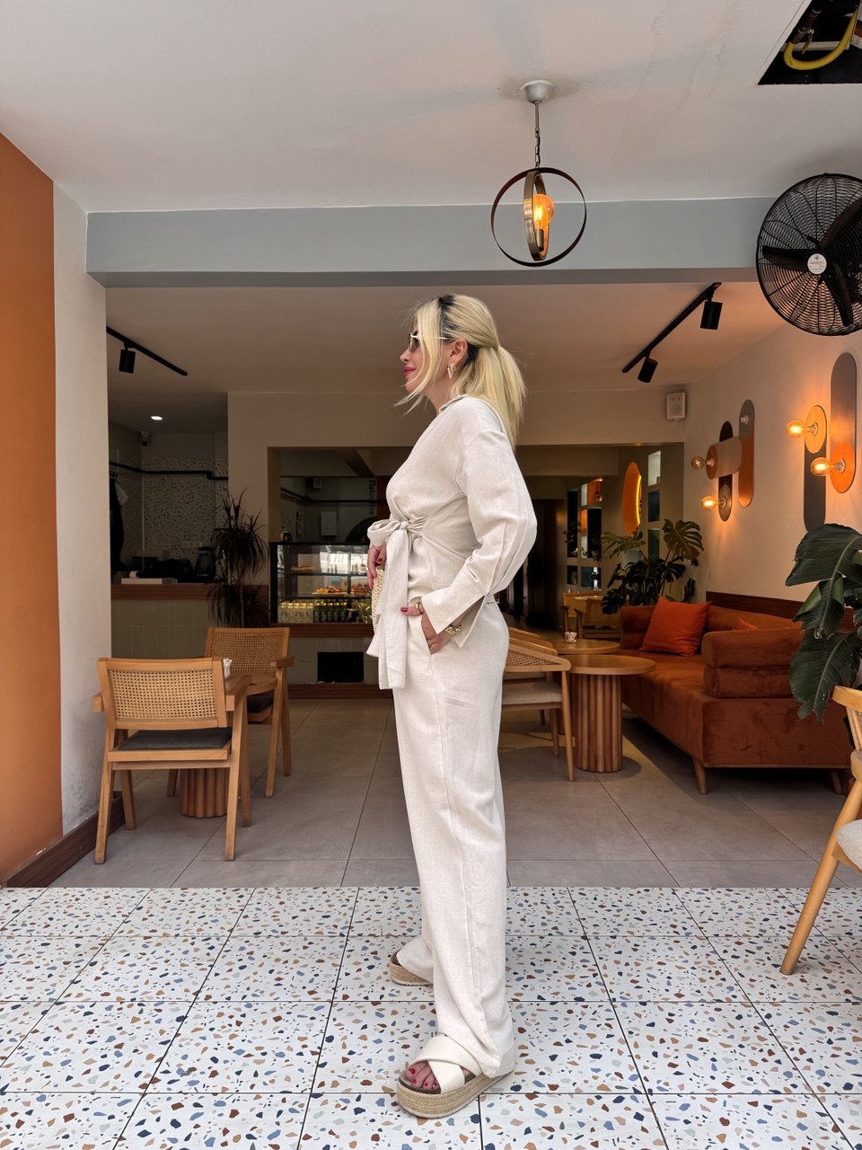 Keten beli lastkli palazzo pantolon