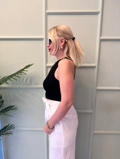 Siyah halter yaka crop