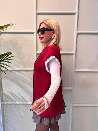 Bordo sırt detay yelek
